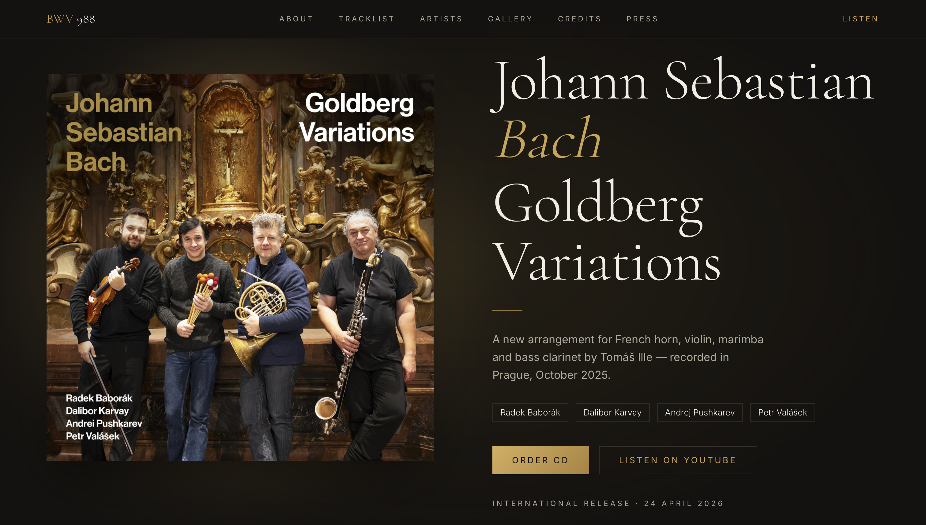 Goldberg Variations — prezentační web