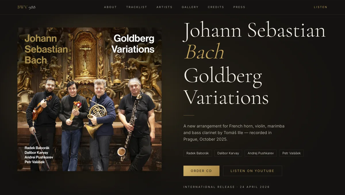 Goldberg Variations — prezentační web